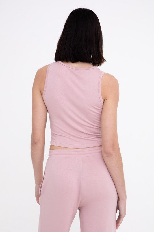 MONO B - Lounge Terry Cropped Tank Top | Available in 2 colors